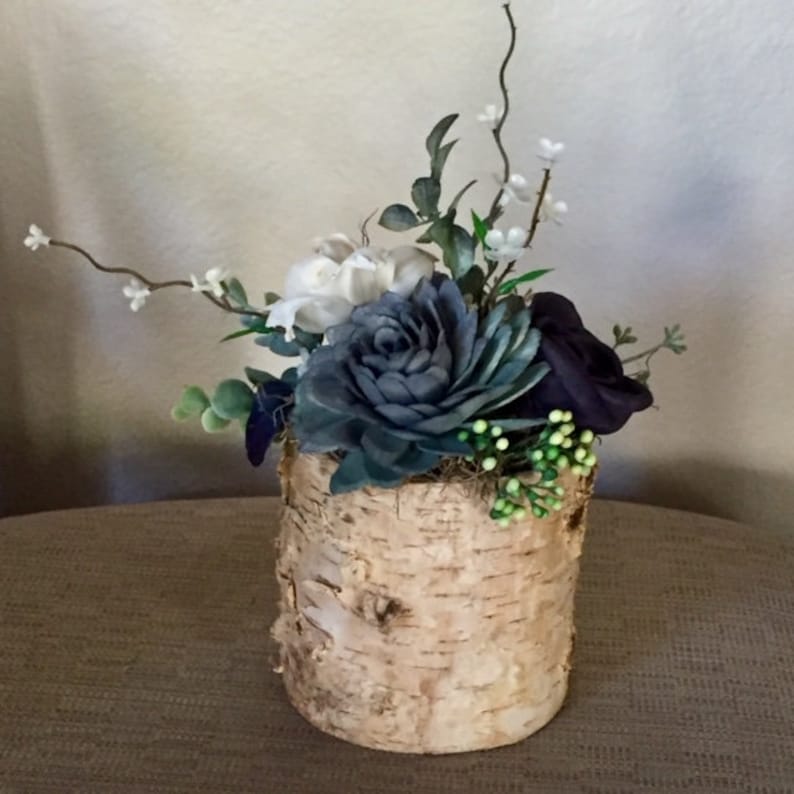 Sola Wood Flower Birch Centerpiece in Wisteria Blue Plum Etsy