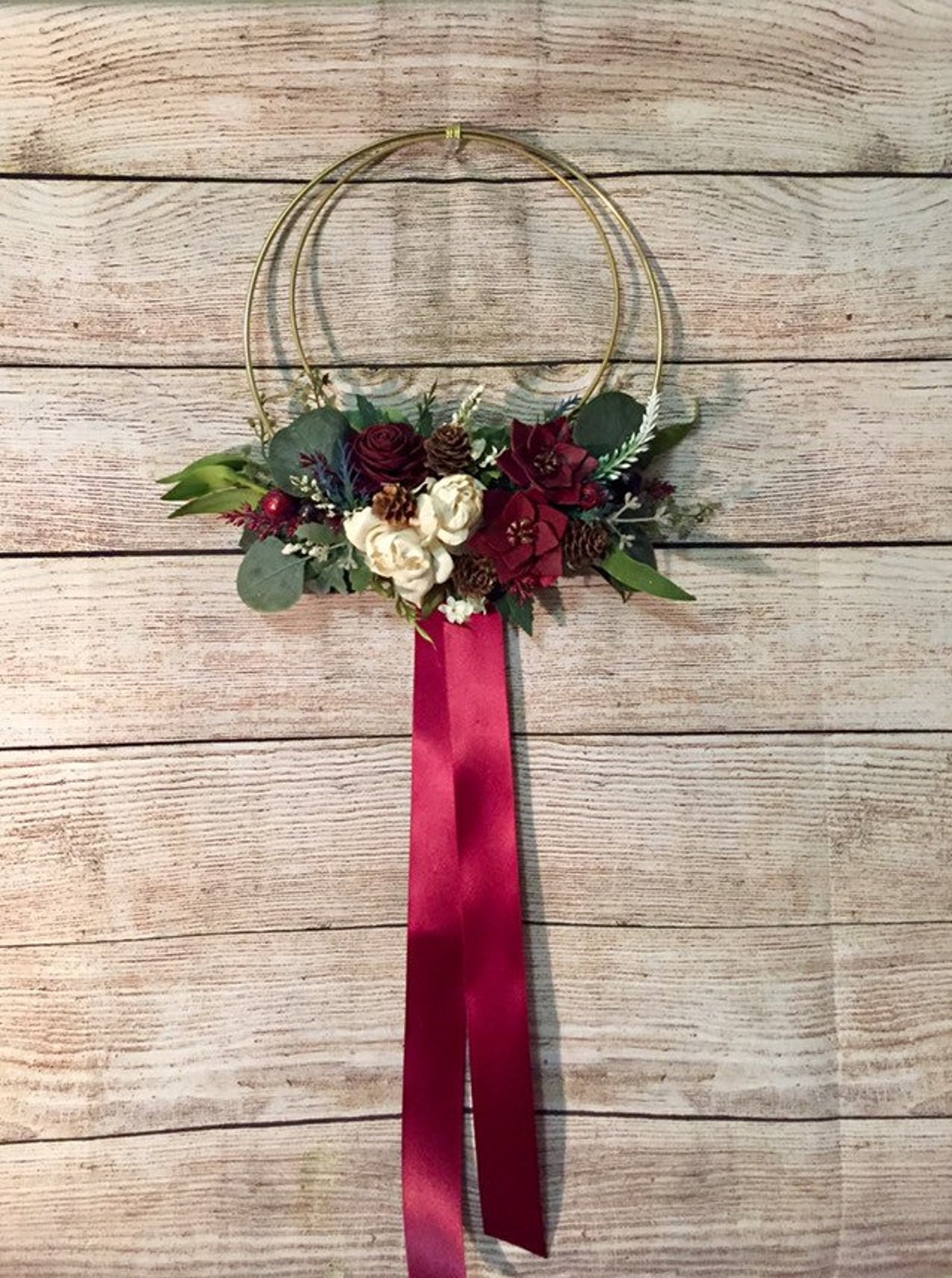 Sola Wood Flower Hoop Wreath Custom Red White Wood Flower Etsy