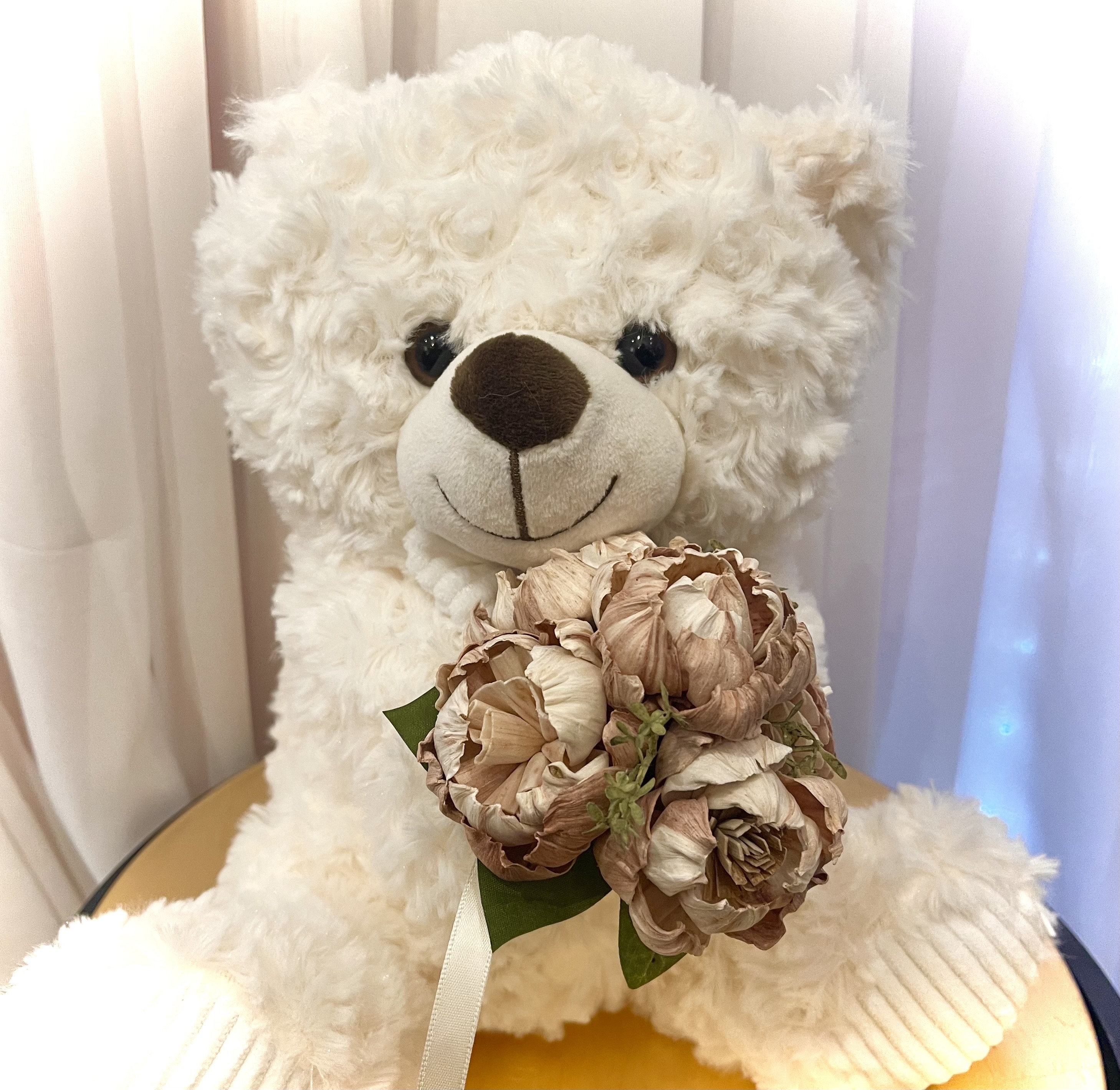 White Teddy Bear Images With Roses