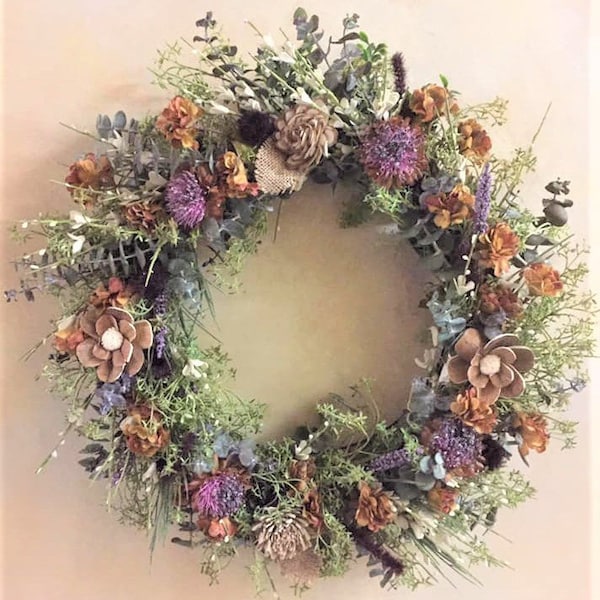 Wood Flower Wreath - Etsy