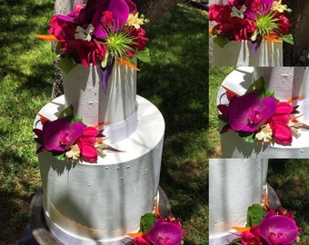 Tropical Island Hawaiian Flower Cake Flowers, Cake Topper, Tropical Wedding Cake, Orchids, Plumeria, Birds of Paradise