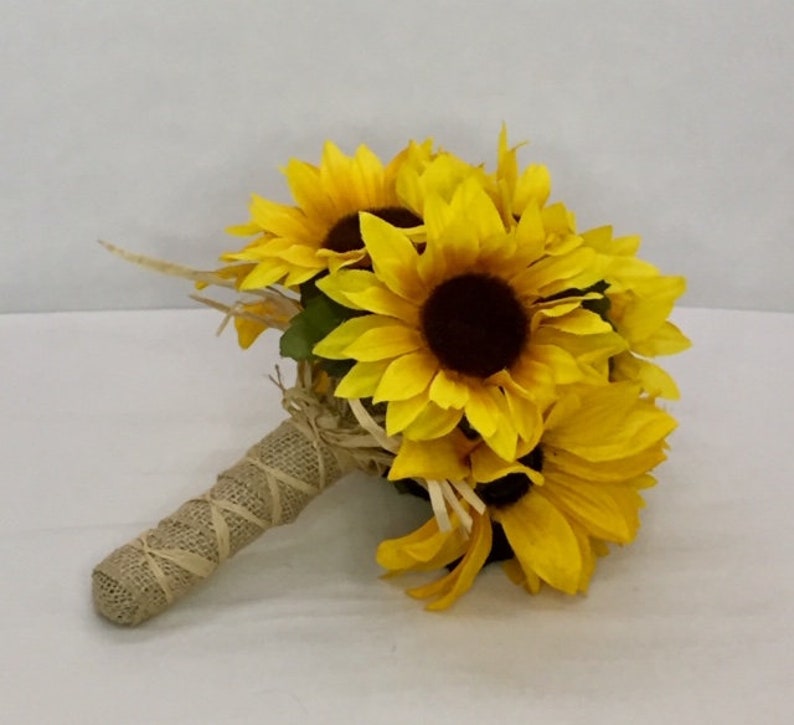 Sunflower Bride Bouquet Artificial Sunflower Wedding Bouquet Etsy