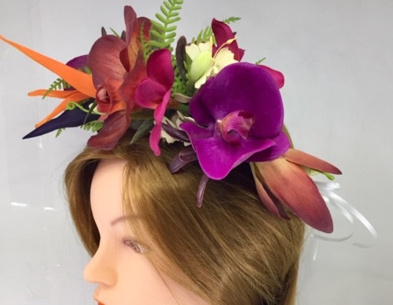 Quality Tropical Silk Floral Crown Hawaiian Flower Haku Head Etsy