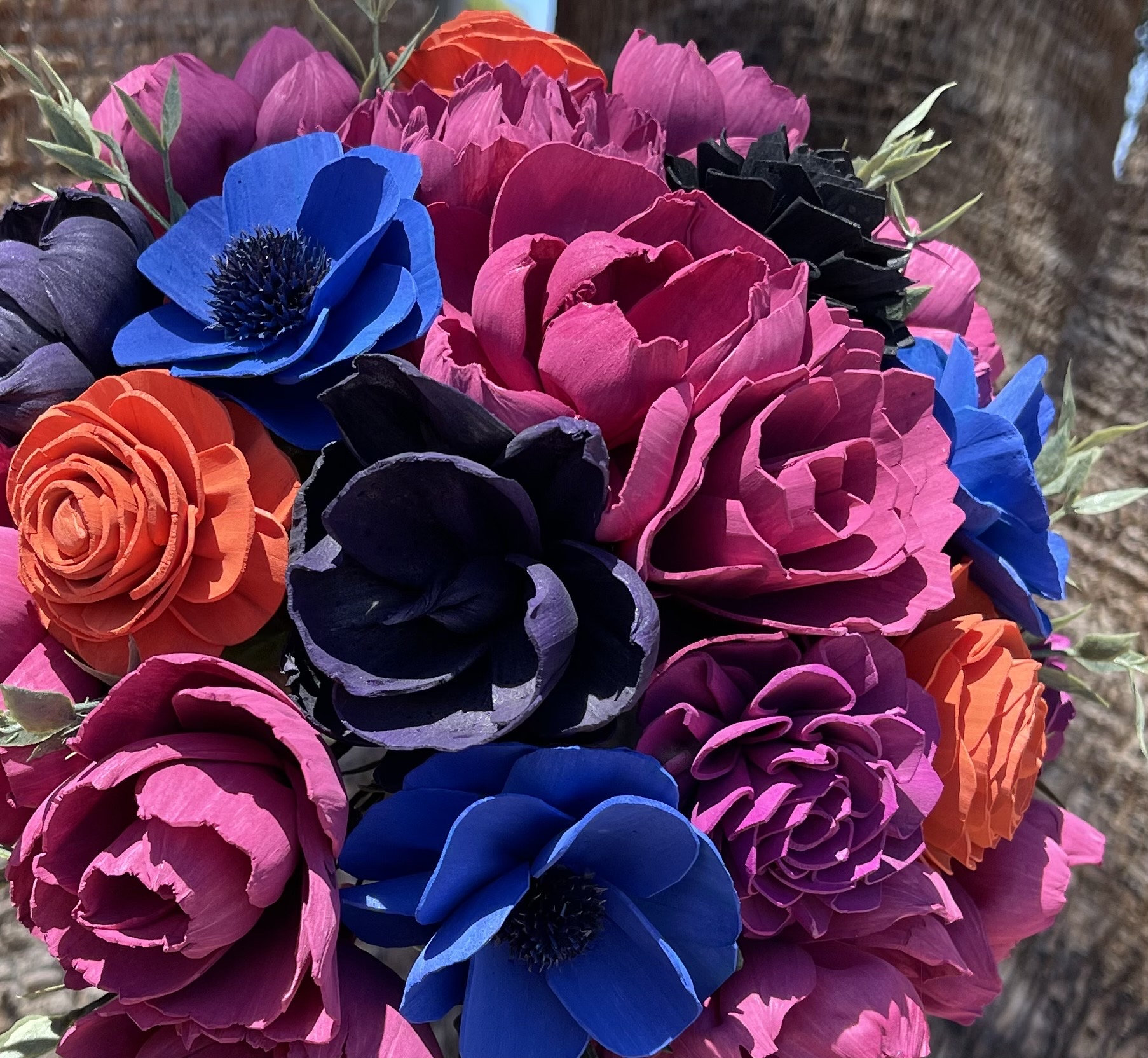 Colorful Wedding Bouquet – Sola Wood Bridal Bouquet, Fuchsia Pink