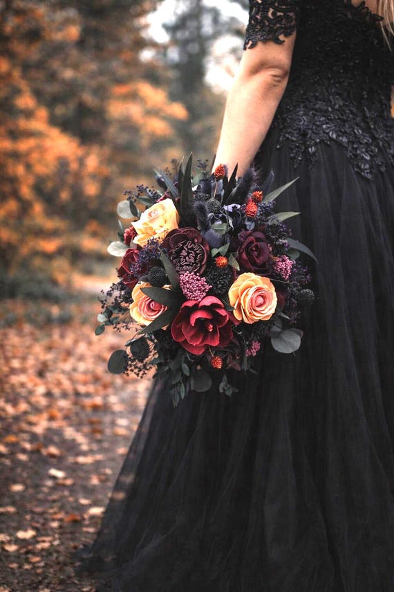 bouquets for black dresses Burgundy Coral Wedding Bouquet, Sola Wood Bridal Bouquet Dark and Moody – ALYSSA Every Product has a off white wedding gown Pack - 2 Overknee Size:XL EURO