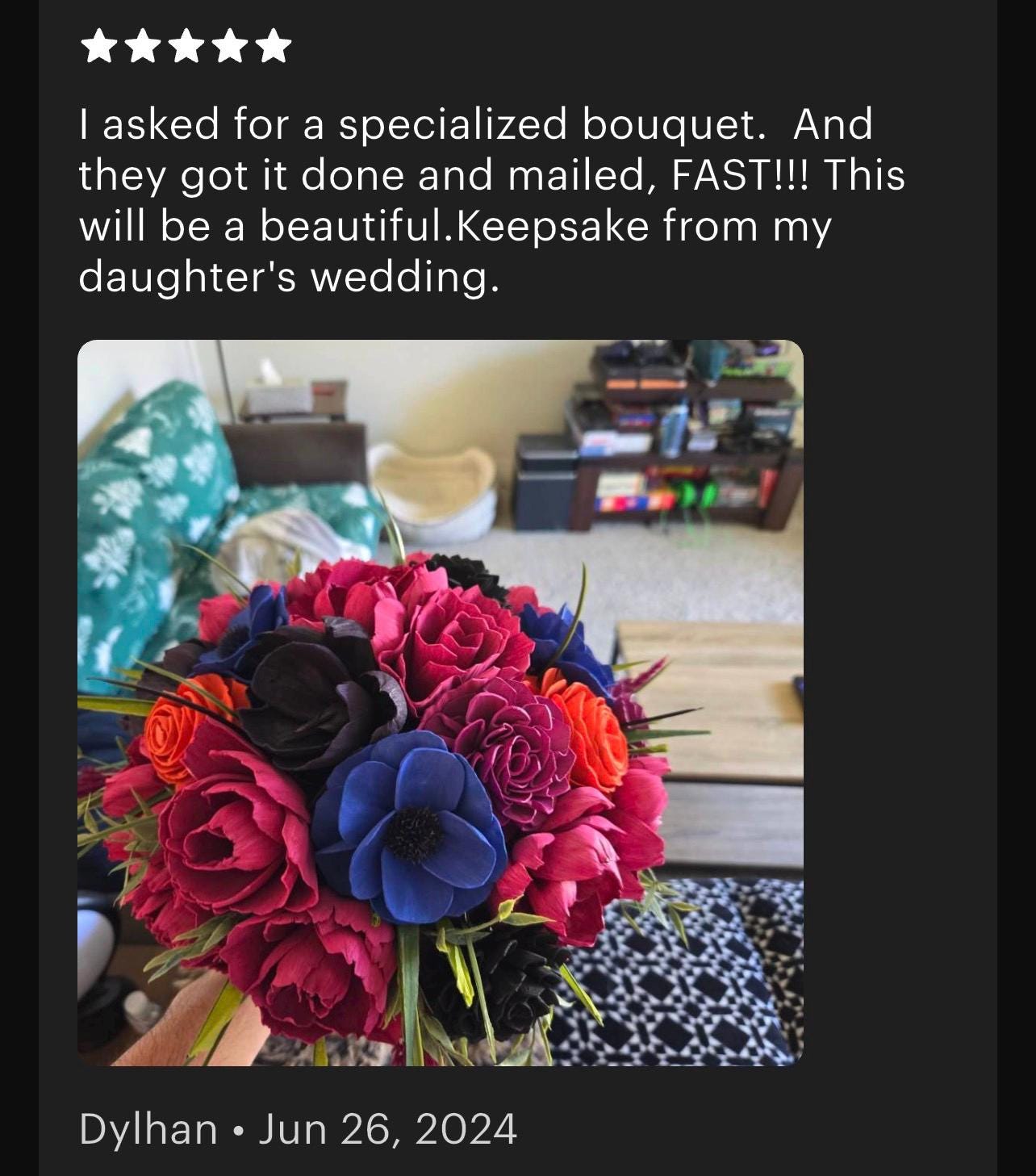 Colorful Wedding Bouquet – Sola Wood Bridal Bouquet, Fuchsia Pink