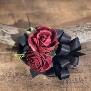 The Ava Gothic Wedding Wood Flower Bouquet in Dark Red and Black Wood Rose, Burgundy Goth Bouquet, Scent Options, Keepsake, image 7