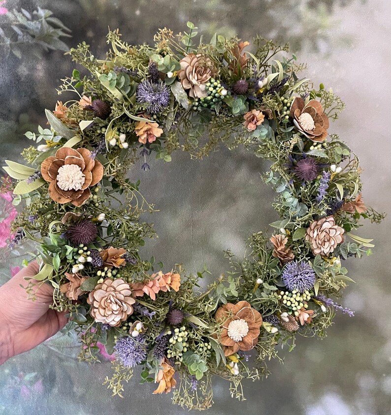 Sola Wood and Natural Floral Wreath Sola Wood Flower Wreath Etsy