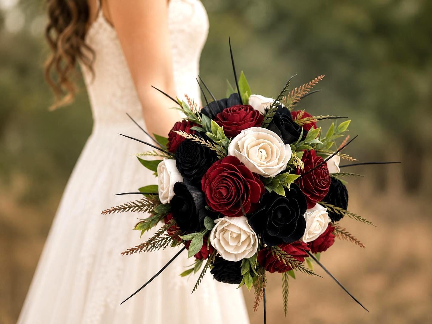 Black Red White Bridal Bouquet