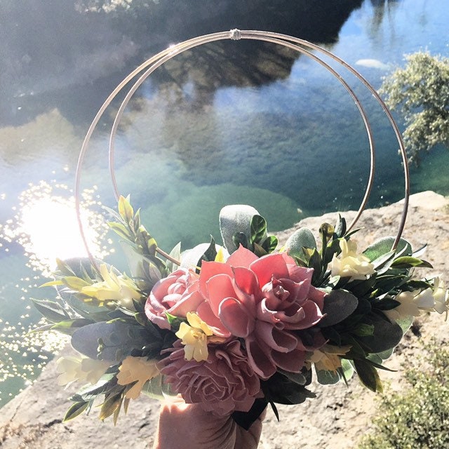 Champagne Pink Sola Wood Flower Hoop: Bridesmaid Bouquet, Nursery Decor