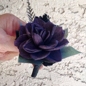 Purple Sola Wood Rose Boutonniere: Groom Flower