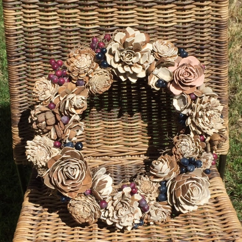 Sola Wood Flower Wreath Natural Skin Sola Wood Red & Navy Etsy
