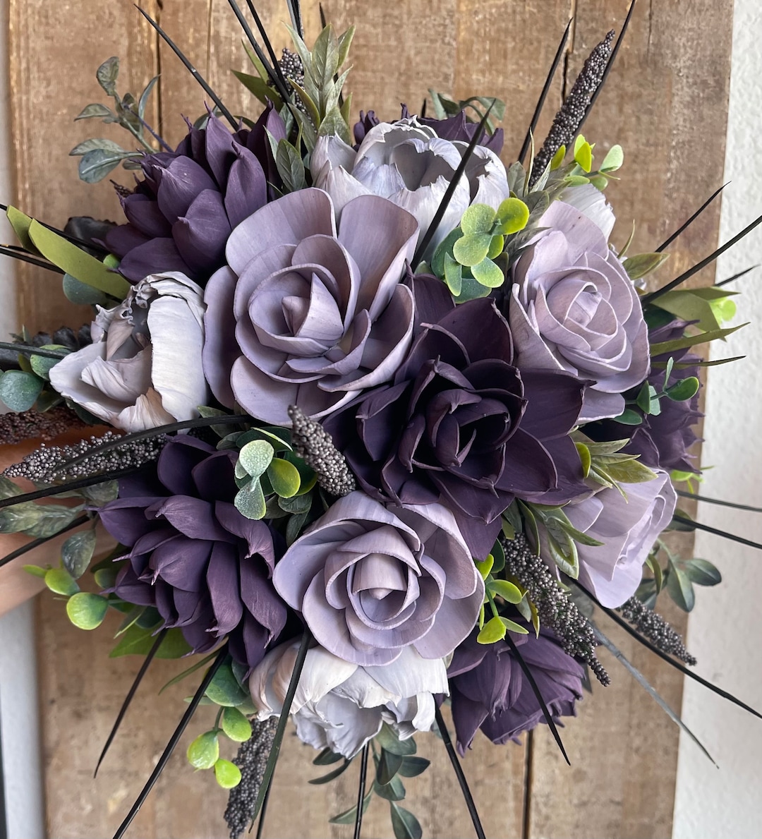 Dusty Purple Sola Wood Flower Bouquet: Plum Lavender Gothic