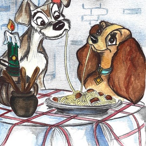 Lady and the Tramp inspired painting