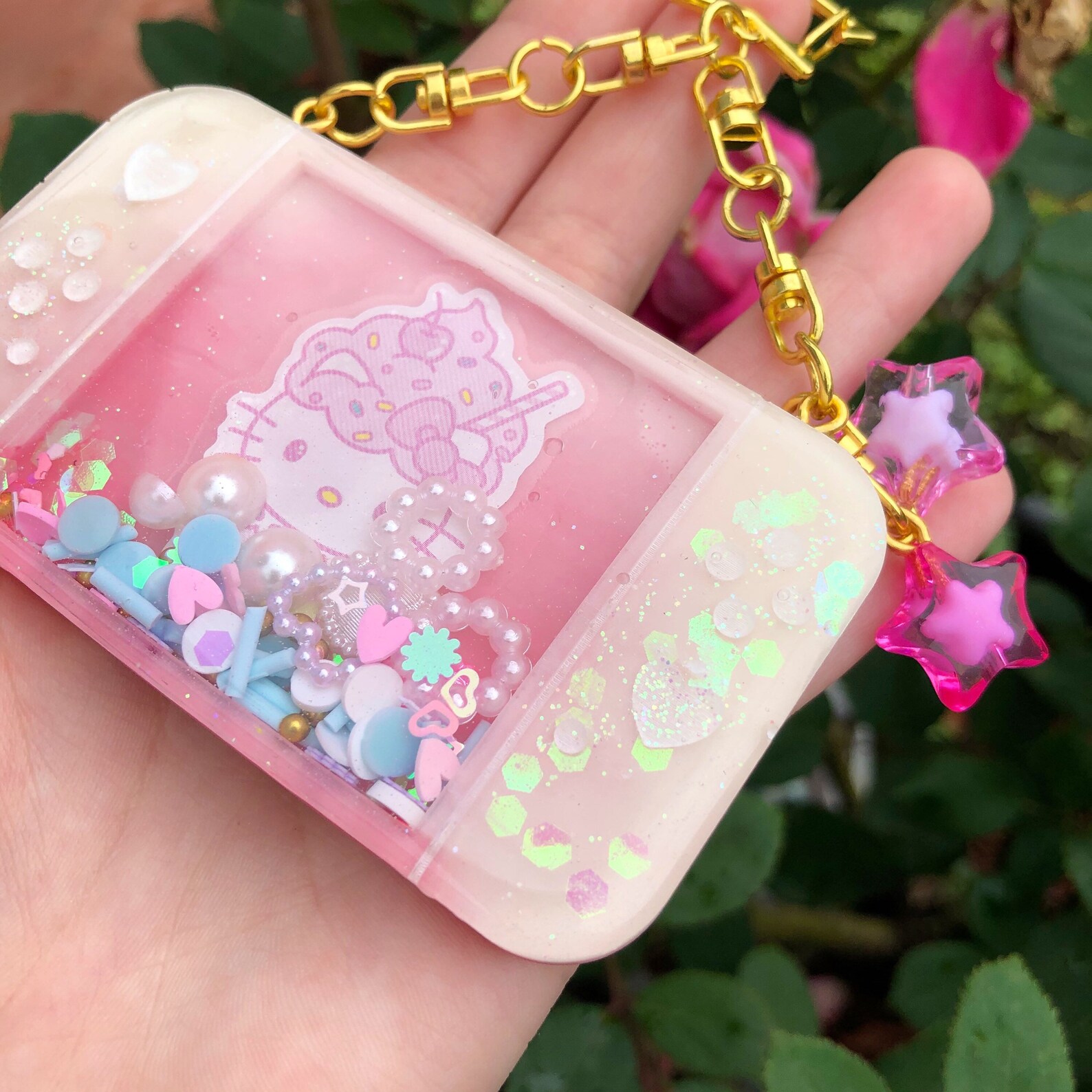 Cute liquid keychains Sakura Hellokitty Etsy