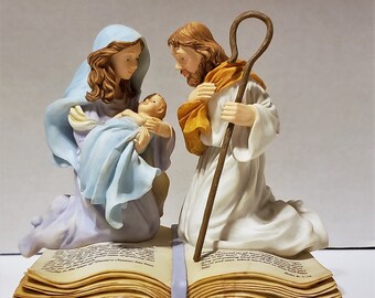 Mary Joseph Baby Jesus Bible Nativity Christmas Holiday Religion Faith Resin Figure