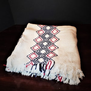 Rot weiß Blau UnabhängigkeitStag 4. Juli Patriotic USA Baumwolle Picknick Tischtuch Decke Vintage gewebt Große Weberei Warp and Weft