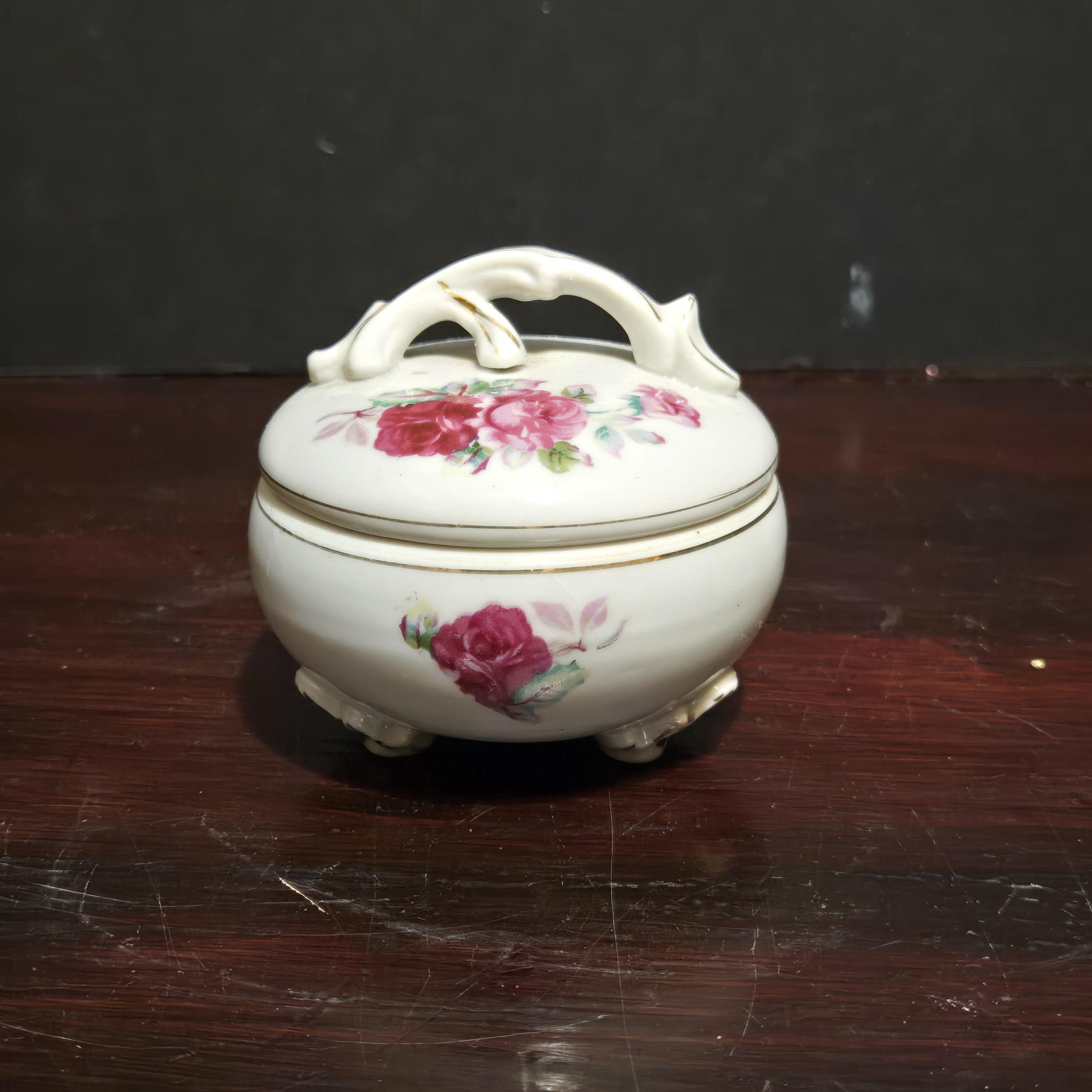 Vintage Porcelain Lidded Trinket Box Andre Richard Japan White W