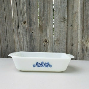 Fire King White w/ Blue Flower Rectangle loaf Dish Anchor Hocking