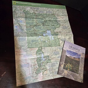Montana Yellowstone National Forest 1989 Vintagekarta Tryck Leder Highwa Nat Geo