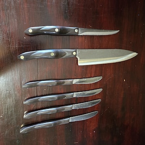 CUTCO 6 Vintage Knife Set Brown Handle USA Steak Chef Carving EUC