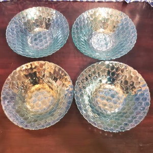 Iridescent Blue Bubble Glass Set of 4 Bowls 8&quot; diameter Mermaid Underwater