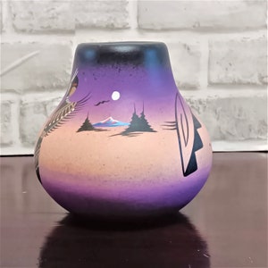 Mystic Maiden 5 1/2 X 5 Arch Canyon Pot purple violet pink sunset sunrise pottery