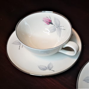 Syracuse China Bridal Rose Cup and Saucer Sets (Set of 2)