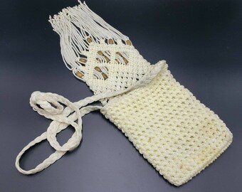 BOHO crochet shoulder bag macrame Beaded cottage core