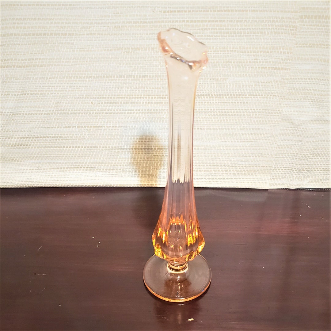 Pink Clear Swung Vase Rose Small 9 X 2.5 Mid Etsy