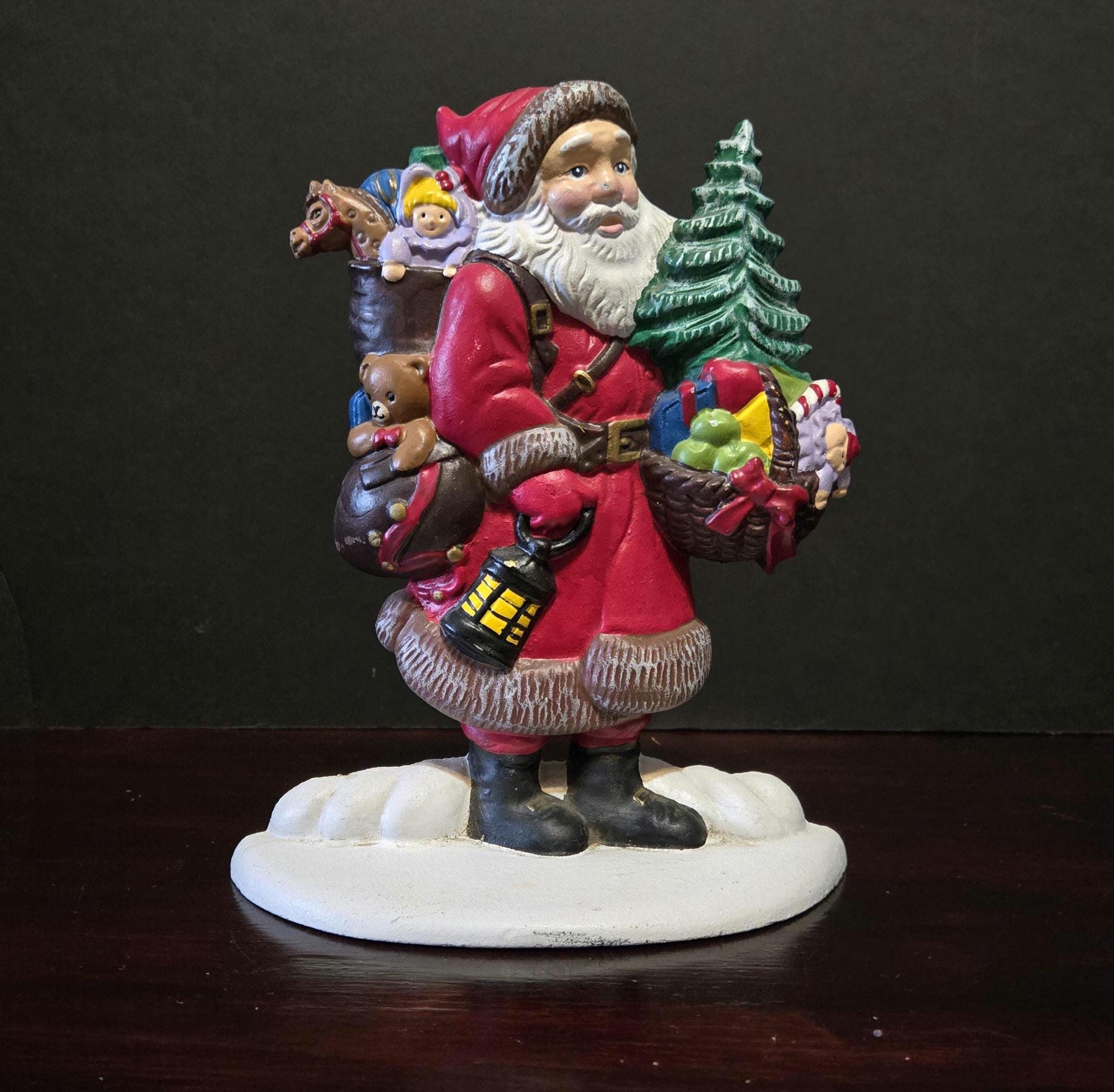 Vintage Vibran Cast Iron Door Stop Santa Claus Bag of Toys Tree