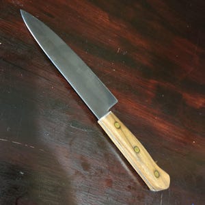Vintage Chicago 42S Walnut Handle 8" Blade Chef Knife Sharp Full Tang Riveted image 4