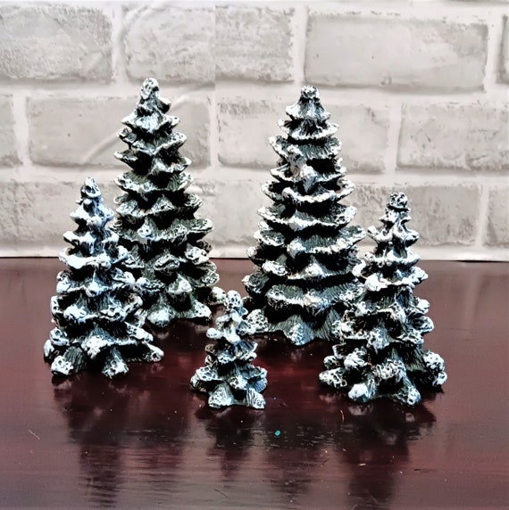 Weihnachtsbaum Figuren 5er Set Kunstharz vintage beflockt realistisch grn  immergrn - Etsy.de
