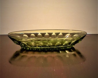Green Glass Vintage Indiana Glass Avocado Green- Cracker- Snack-Appetizer dish
