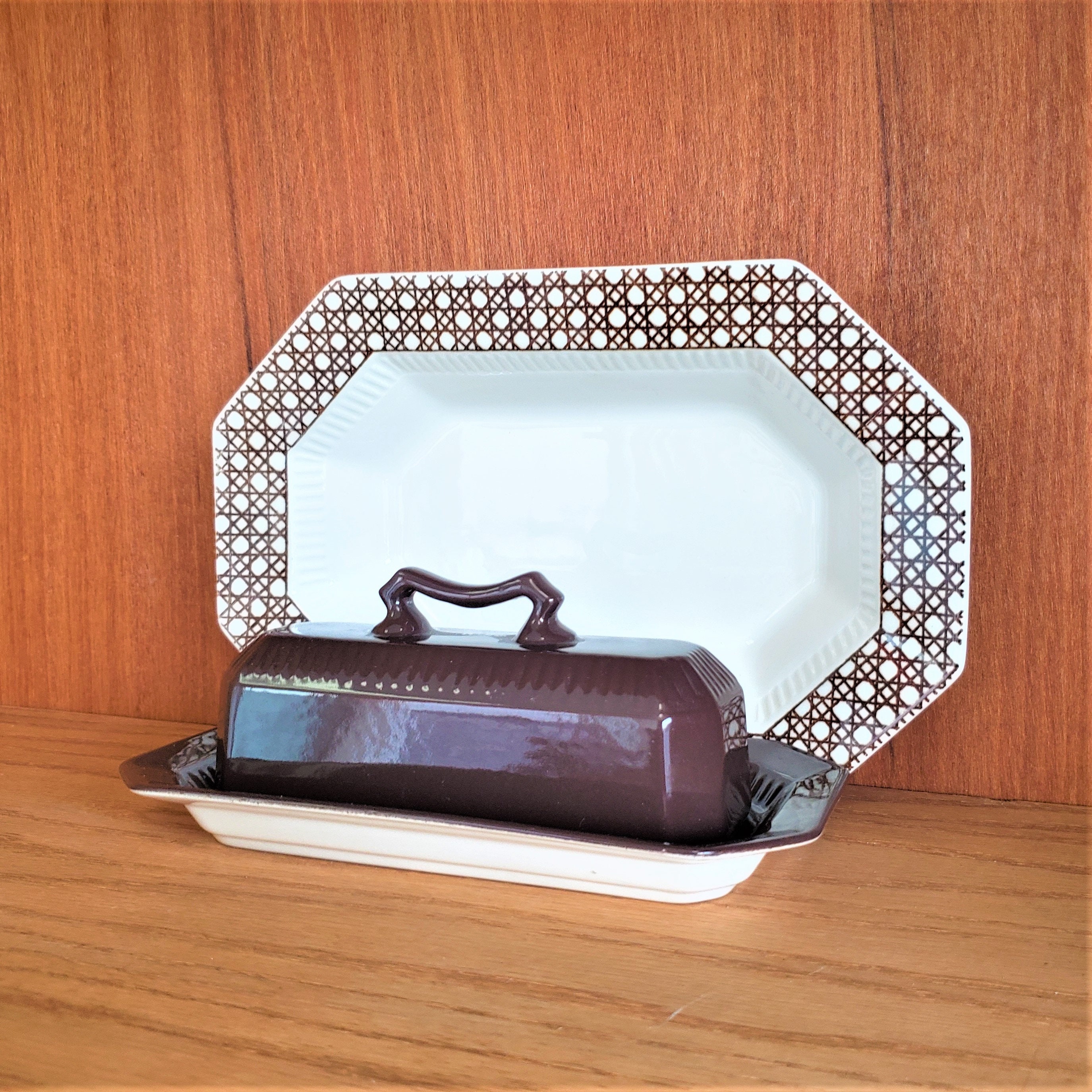 13 Independence ironstone interpace brown butter Dish Etsy