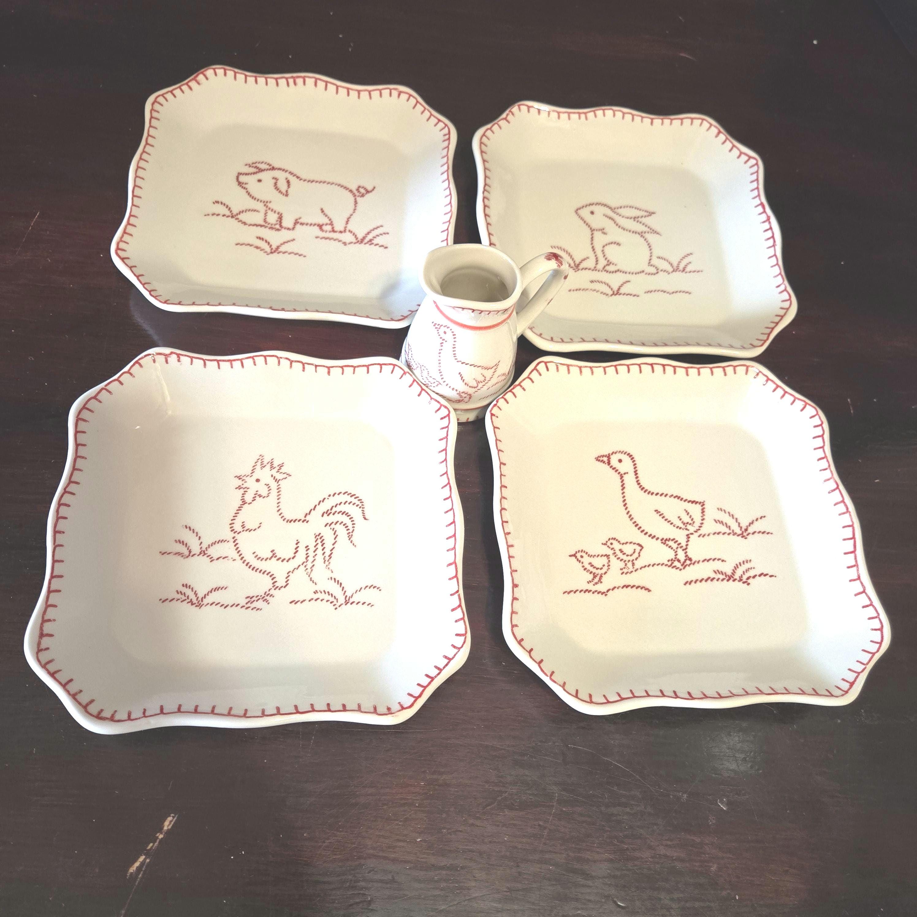 CREAM SODA & KANOTEX アンティークプレート　2点セット Andrea by Sadek Berries Cream Plates and Pitcher Set Hand Painted