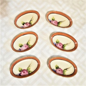 Set6 vintage Noritake M lustreware open salt dips Cellers tiny dishes Rose