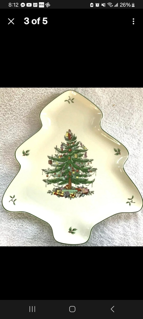 スポード クリスマスツリー型皿 クッキートレイ 磁器 14インチ - 新品