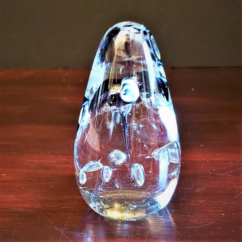 Signed Selkirk Large Art Glass Egg shops Paperweight Black Iris 3.75