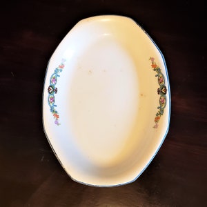 Homer Laughlin Restaraunt Ware 12in Heavy Platter Meat Plate Art Deco Floral Pattern 1930s
