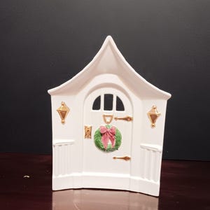 Vintage Holland Mold Ceramic Christmas Front House Door Wreath Backdrop xmas