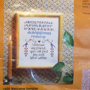 Vintage Cotton Art Kit by The Creative Circle, Unopened Package, Samplers Set of 2, Crewel Art Kit, Embroidery Kit 1970&#39;s