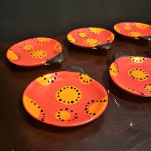 Ladybug Snack Plates: Set of 7 Ceramic Appetizer Dishes