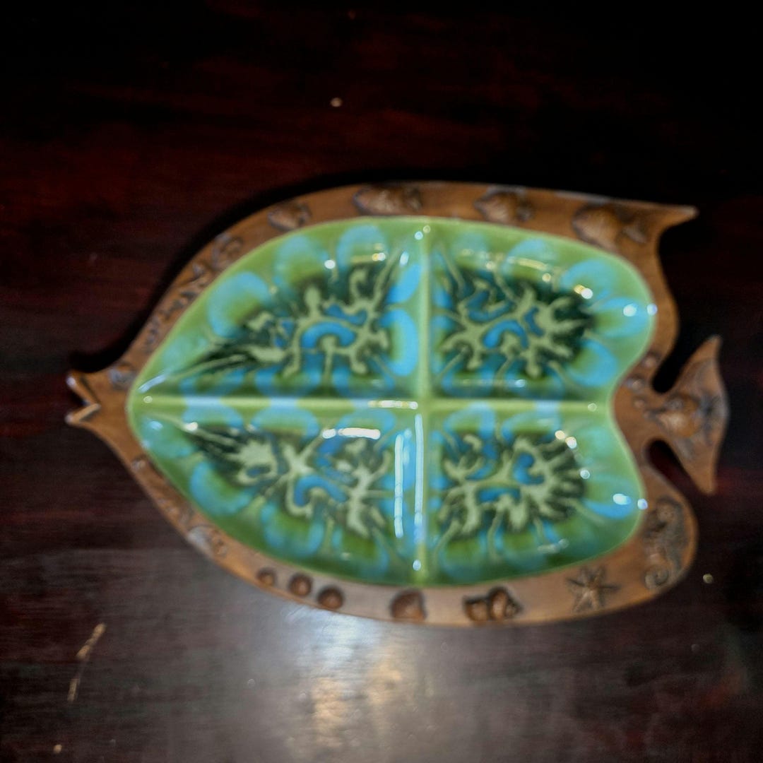 Vtg 1970 Treasure Craft Fish Shape Vegetable / Seafood Serving Tray ...
