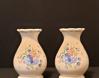 Porcelain taper candle holders | Japan | floral  |Blue Purple Pink