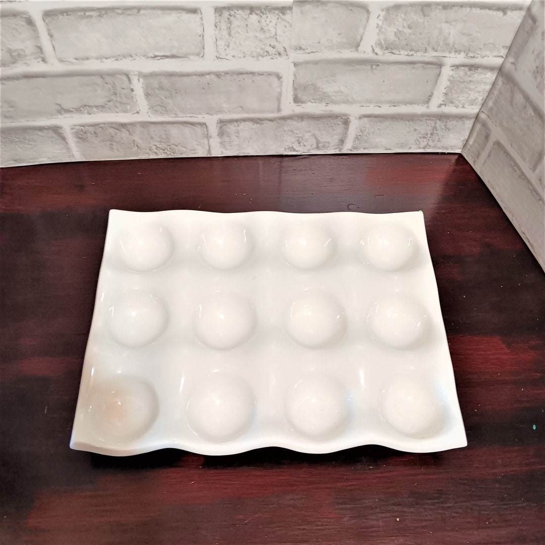 Dept 56 Ceramic 12 Cups Egg Tray Dozen Porcelain Egg Holder Etsy