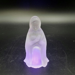 Miniature frosted glass Virgin Mary glows heavy religion catholic faith Neiman M