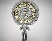 God Answers Prayer Vintage Cast Iron Trivet Footed Cross Publ Co Elizabeth Rare