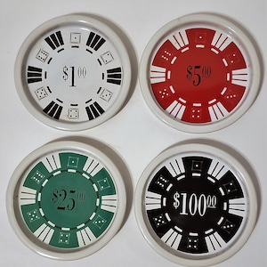 French Luminarc Brand poker chip ceramic coasters