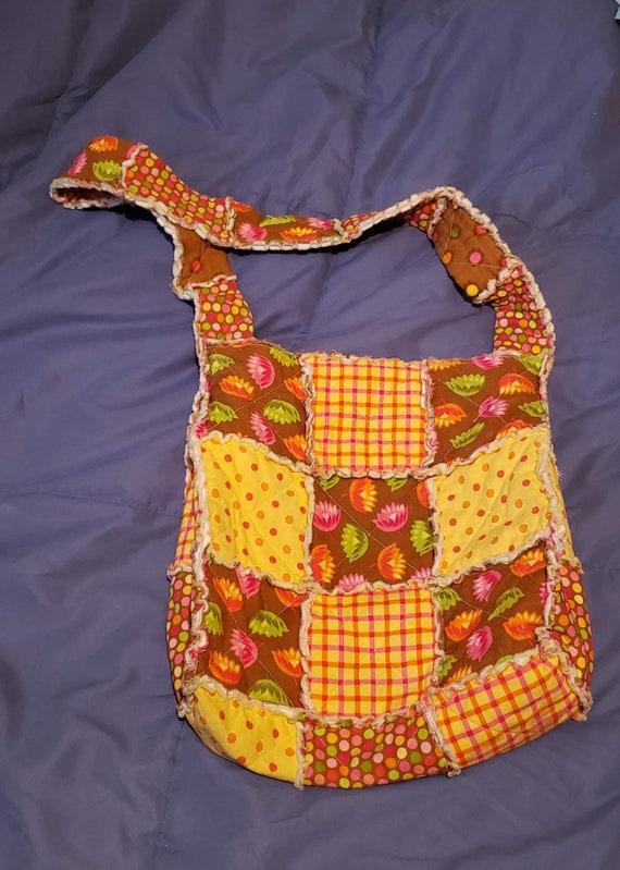 Retro Vintage Homemade stitched handbag- Quilted f